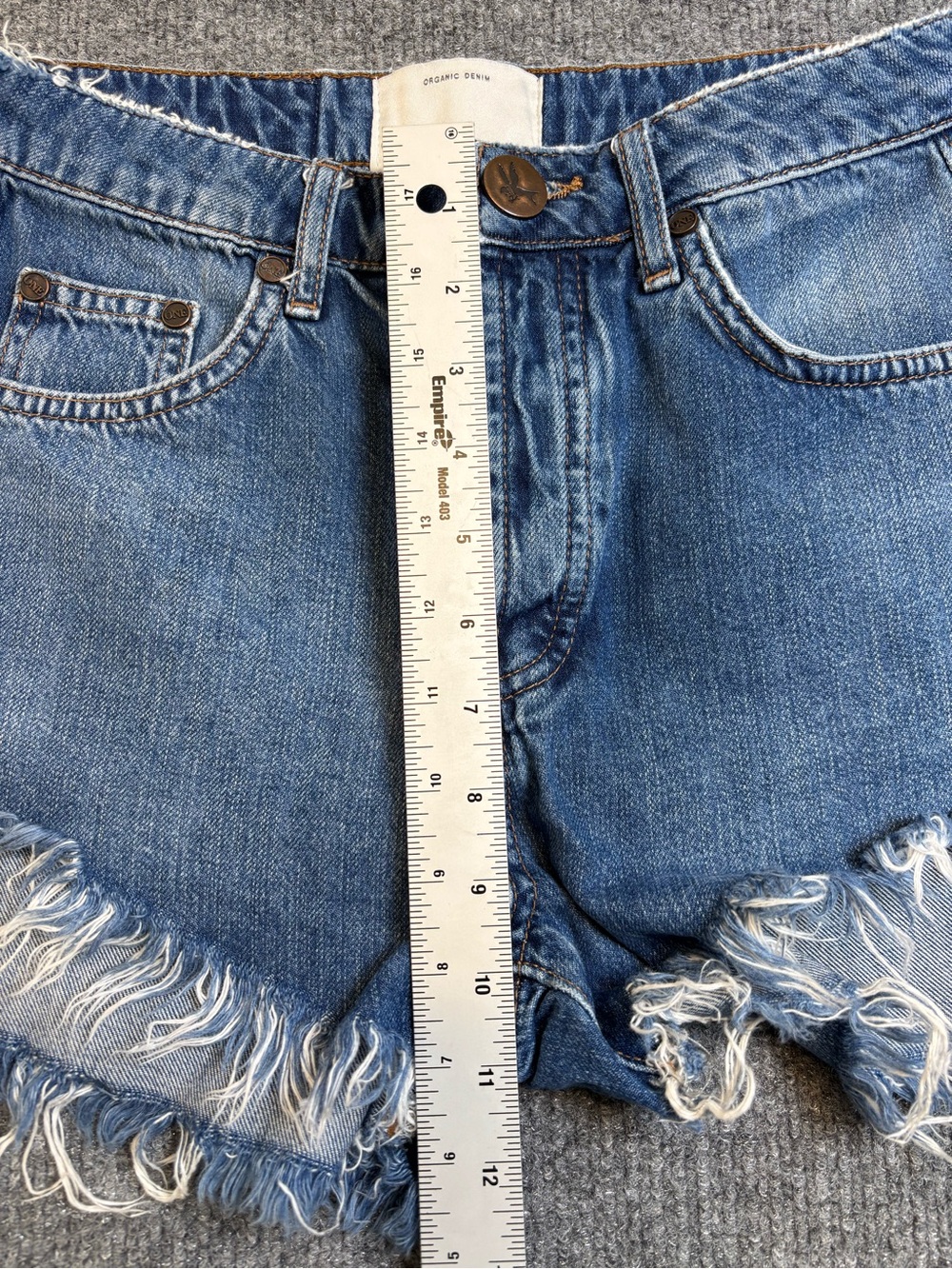 One Teaspoon Organic Denim Hawks Shorts Size 23 Blue Distressed Frayed Hem - Picture 8 of 12